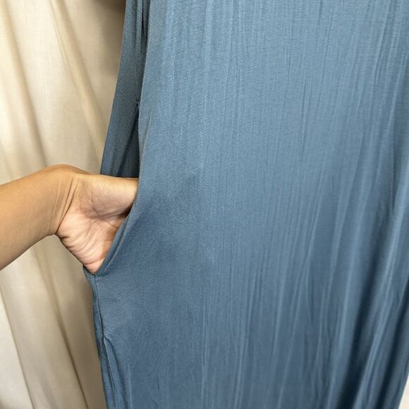 Lane Bryant Maxi‎ Dress Women's 18 20 Short Sleeve Blue V-neck Flowy Stretchy - Picture 4 of 9